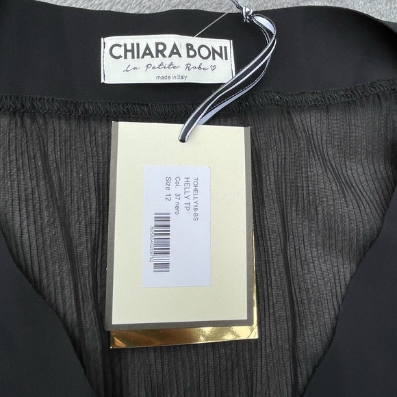 Chiara Boni black sheer made in Italy Long sleeve blouse SZ 12 NWT! - Picture 2 of 4